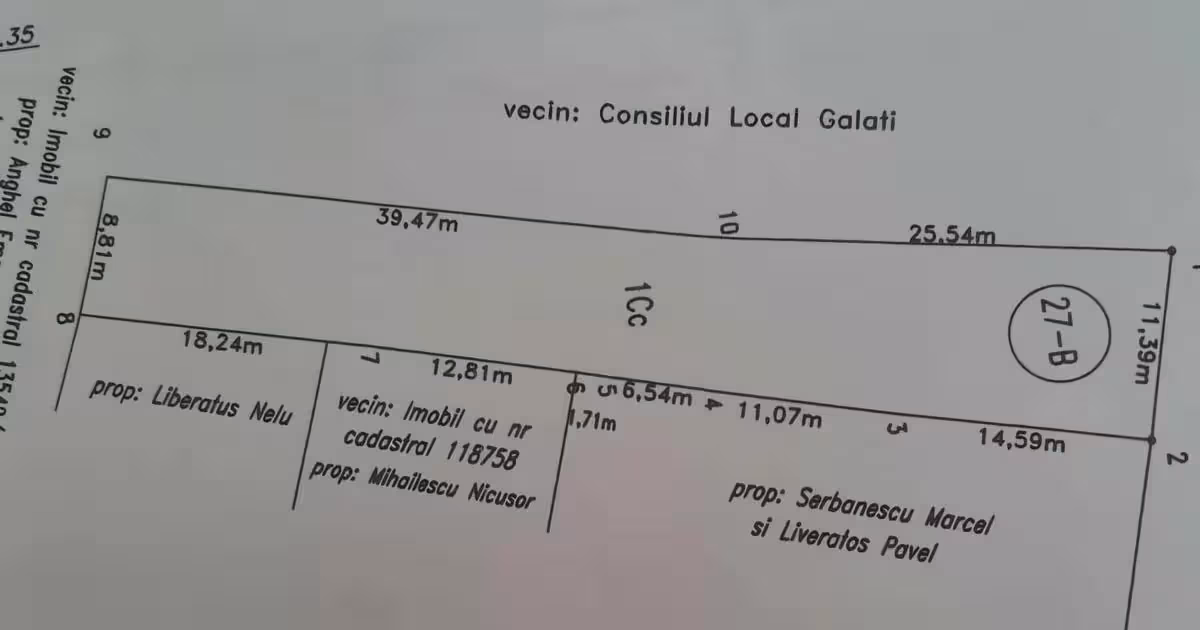 Teren intravilan de vânzare de 620 mp, în zona Micro 14, Galați