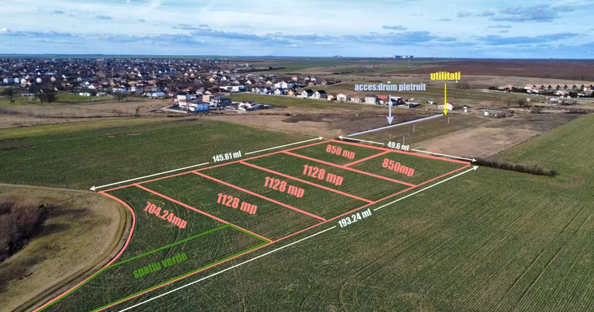 Teren Construcții intravilan de vânzare de 1128 mp, în Sânandrei
