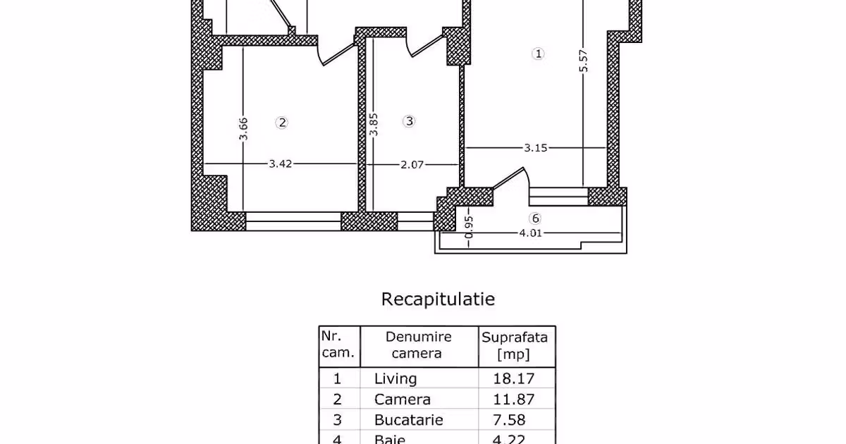 Apartament de vânzare cu 2 camere în zona 1 Mai, Sector 1