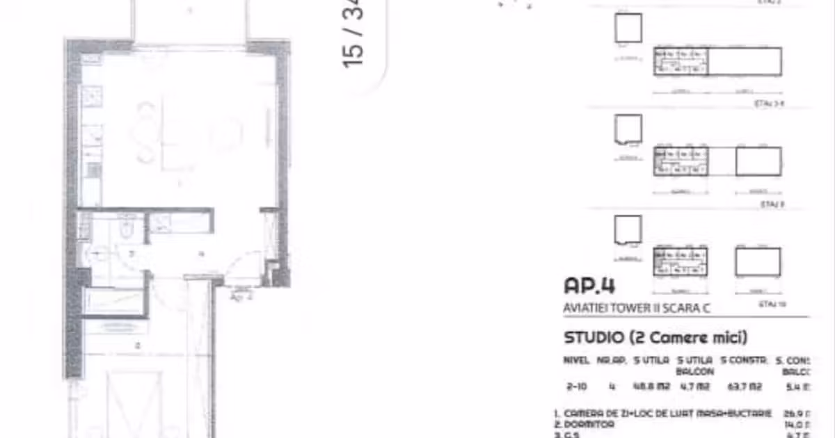 Apartament de vânzare cu 2 camere în zona Aviației, Sector 1