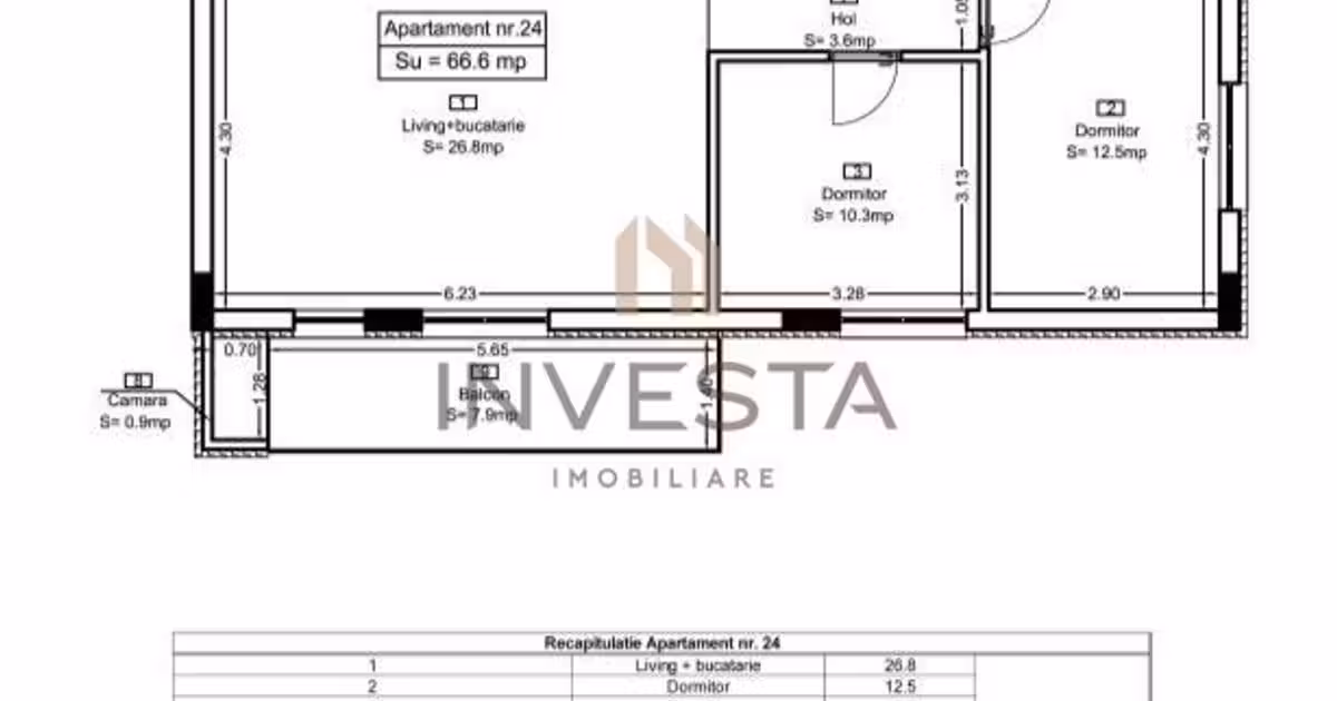 Apartament de vânzare cu 3 camere în Florești