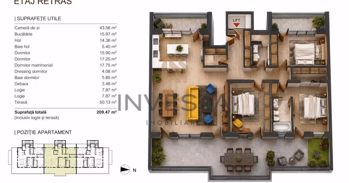 Penthouse de vânzare cu 4 camere în zona Bună Ziua, Cluj-Napoca