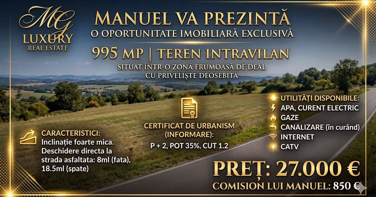 Teren agricol intravilan de vânzare de 995 mp, în Breaza