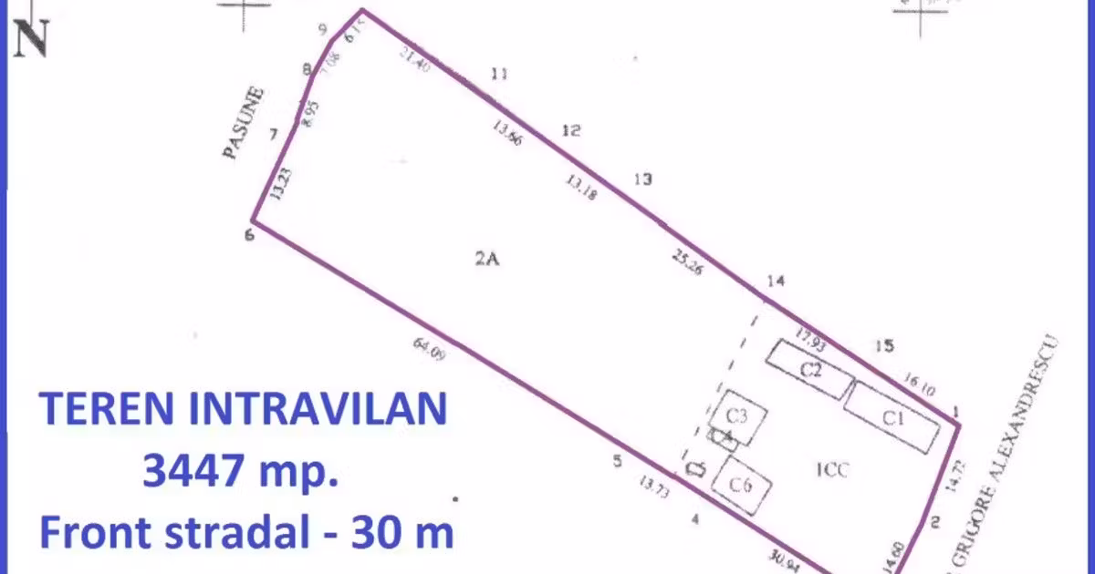 Teren Construcții intravilan de vânzare de 3447 mp, în zona Central, Slatina