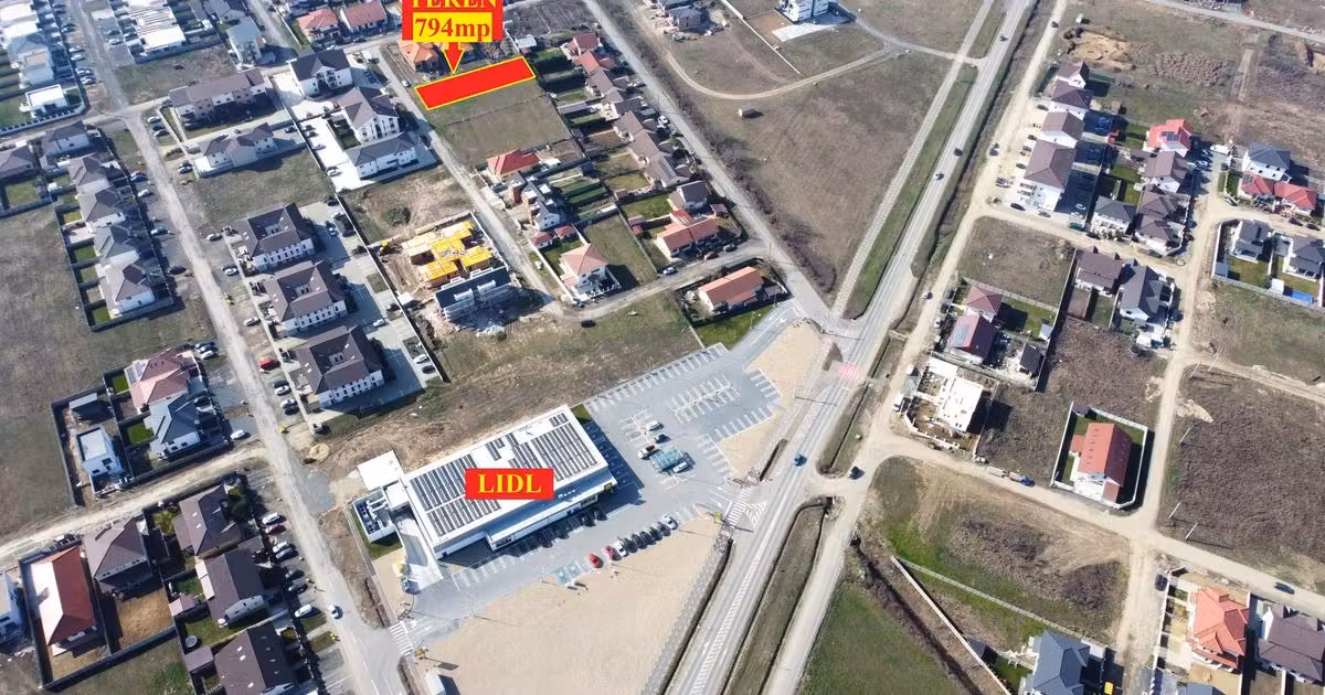 Teren Construcții intravilan de vânzare de 794 mp, în Moșnița Nouă