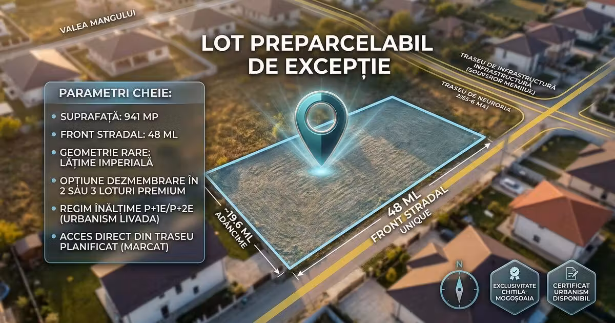 Teren Construcții intravilan de vânzare de 941 mp, în Chitila