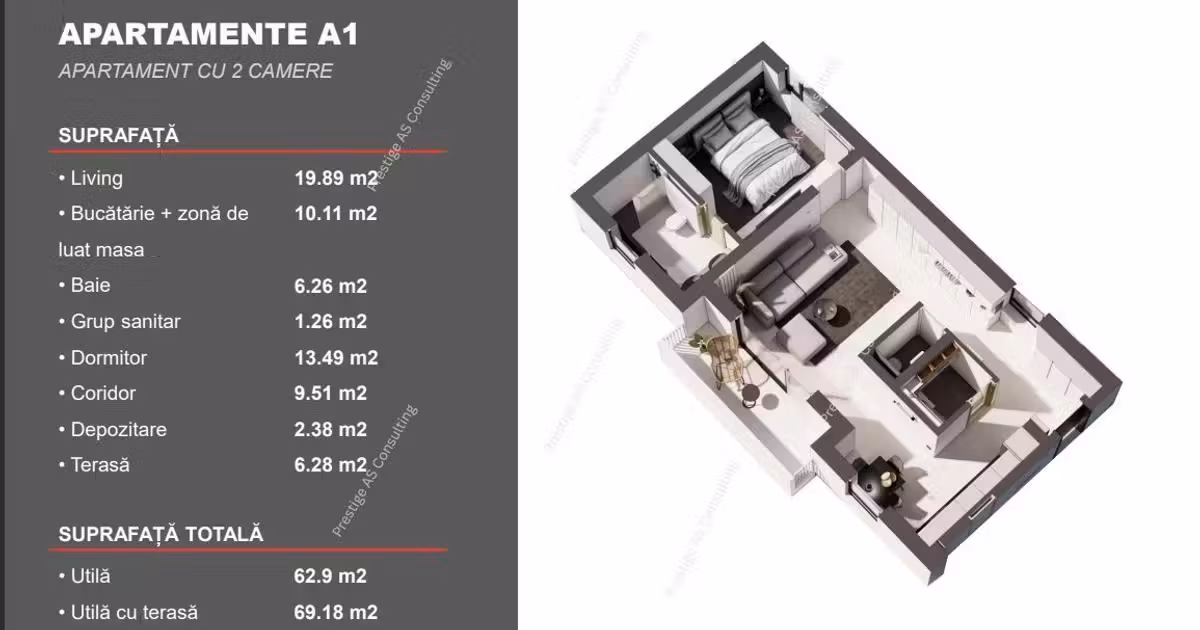 Apartament de vânzare cu 2 camere, mobilat în Dumbrăvița