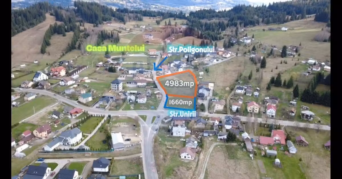 Teren Construcții intravilan de vânzare de 1660 mp, în Vatra Dornei
