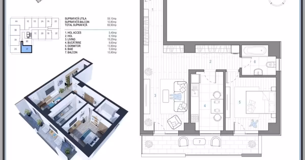 Apartament de vânzare cu 2 camere în zona Nicolina, Iași