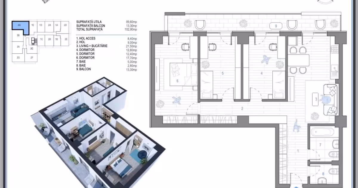 Apartament de vânzare cu 4 camere în zona Nicolina, Iași