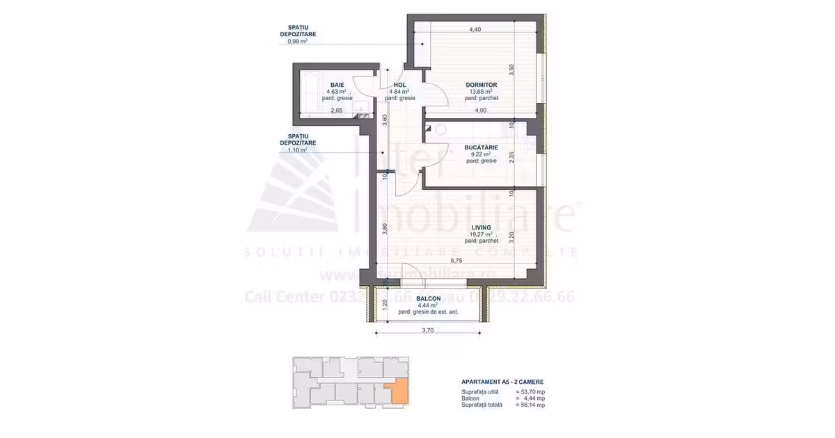 Apartament de vânzare cu 2 camere în zona Cug, Iași