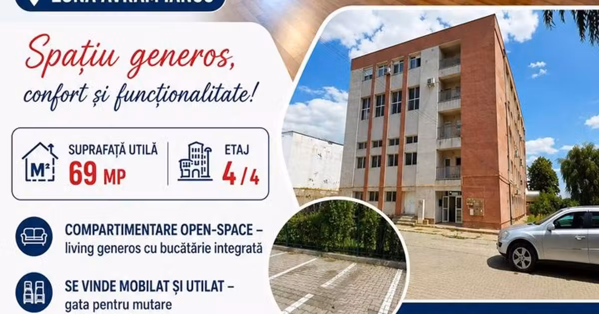 Apartament de vânzare cu 2 camere, mobilat în zona Gară, Vaslui