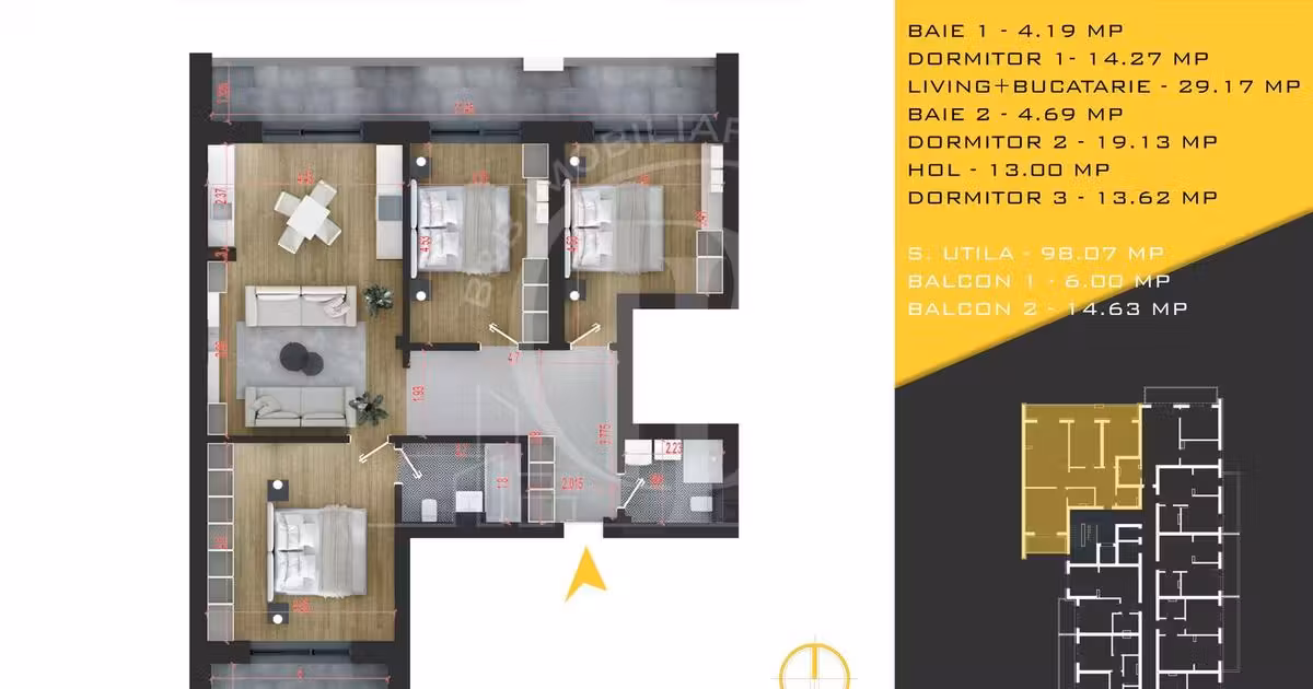 Apartament de vânzare cu 4 camere în zona Theodor Pallady, Sector 3
