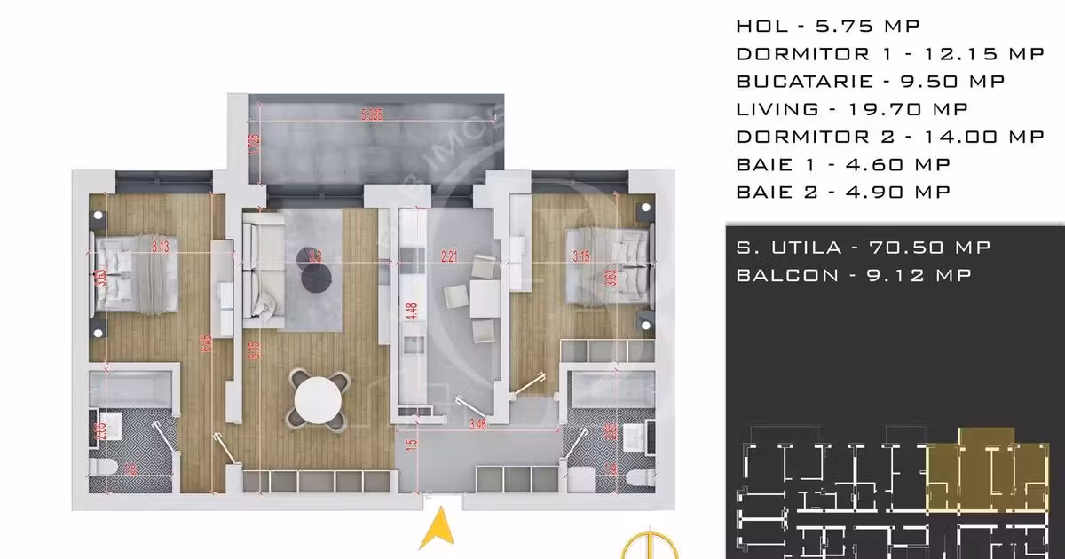 Apartament de vânzare cu 3 camere în zona Theodor Pallady, Sector 3