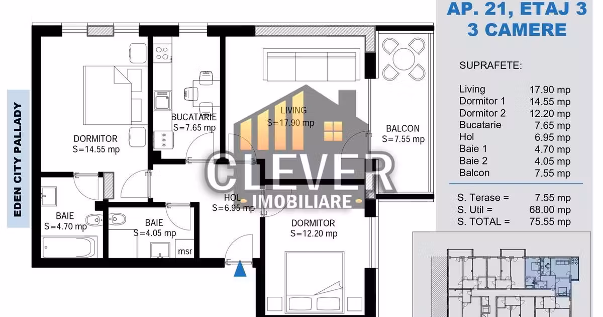 Apartament de vânzare cu 3 camere în zona Theodor Pallady, Sector 3
