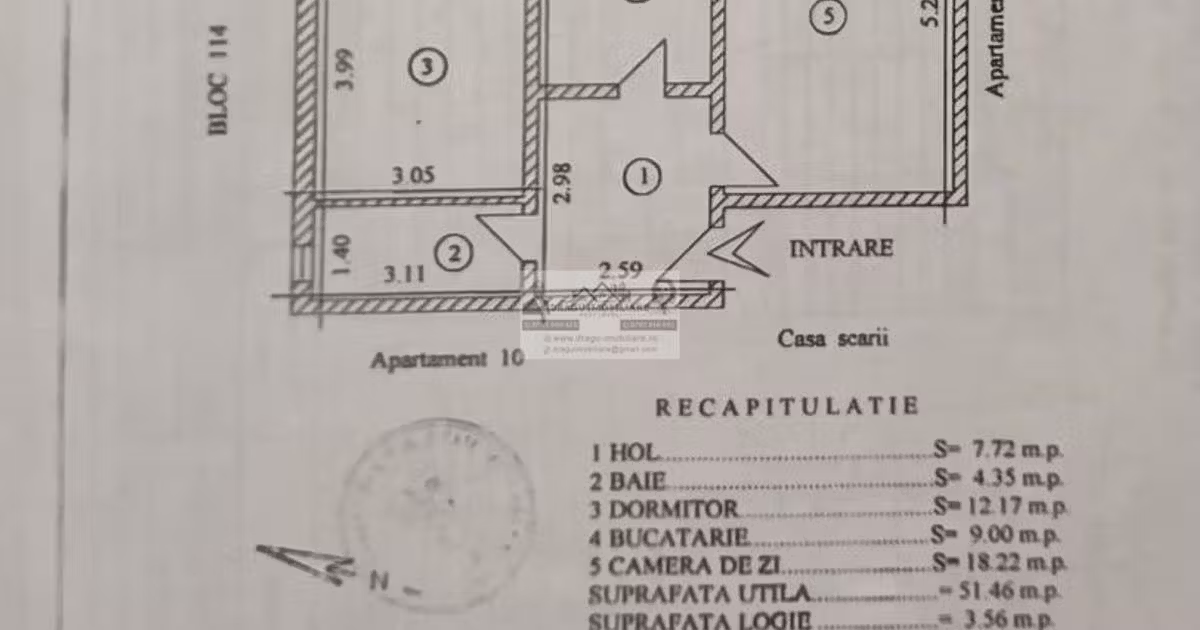 Apartament de vânzare cu 2 camere în Adjud