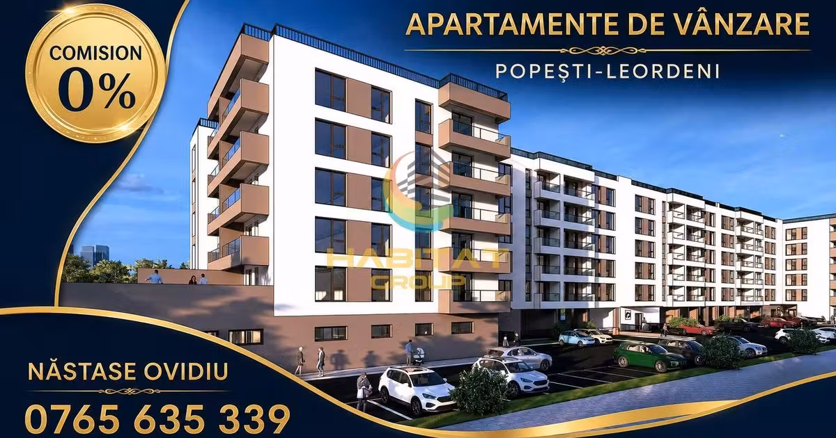 Apartament de vânzare cu 2 camere în Popești-Leordeni