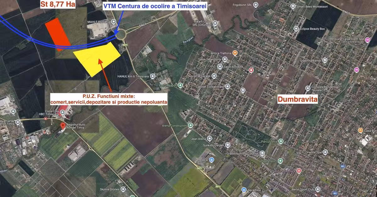 Teren agricol extravilan de vânzare de 87742 mp, în zona Exterior Nord, Timișoara