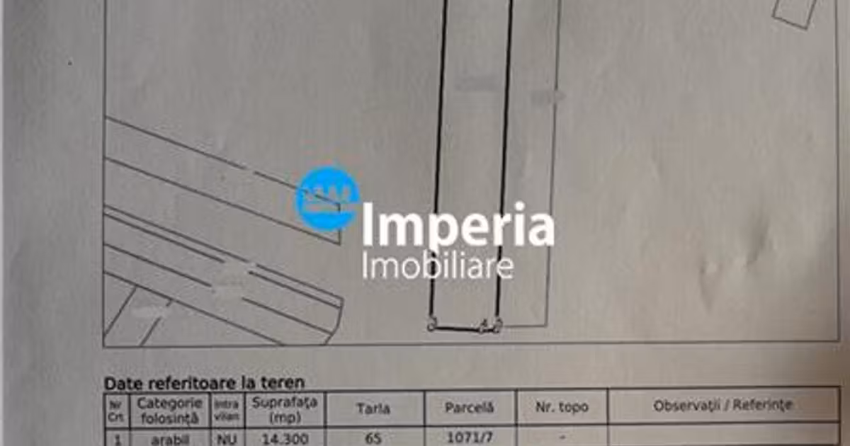 Teren Construcții extravilan de vânzare de 14300 mp, în zona Copou, Iași