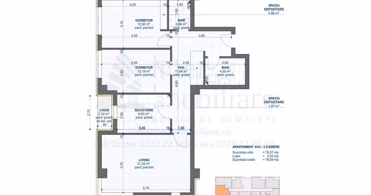 Apartament de vânzare cu 3 camere în zona Cug, Iași