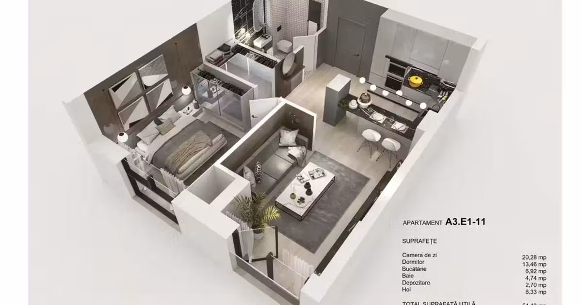 Apartament de vânzare cu 2 camere în zona Tractorul, Brașov