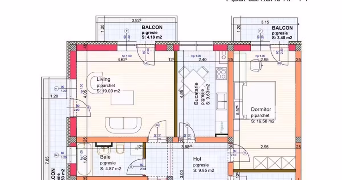 Apartament de vânzare cu 3 camere în Sânpetru