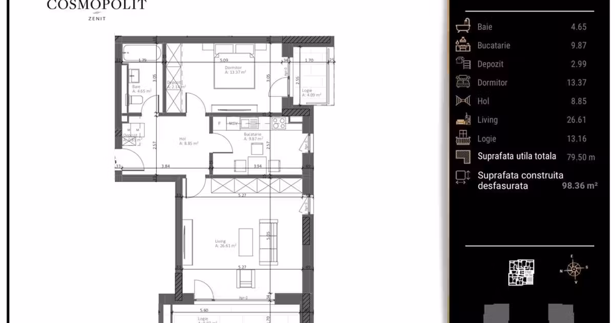 Apartament de vânzare cu 2 camere, mobilat în zona Răcădău, Brașov