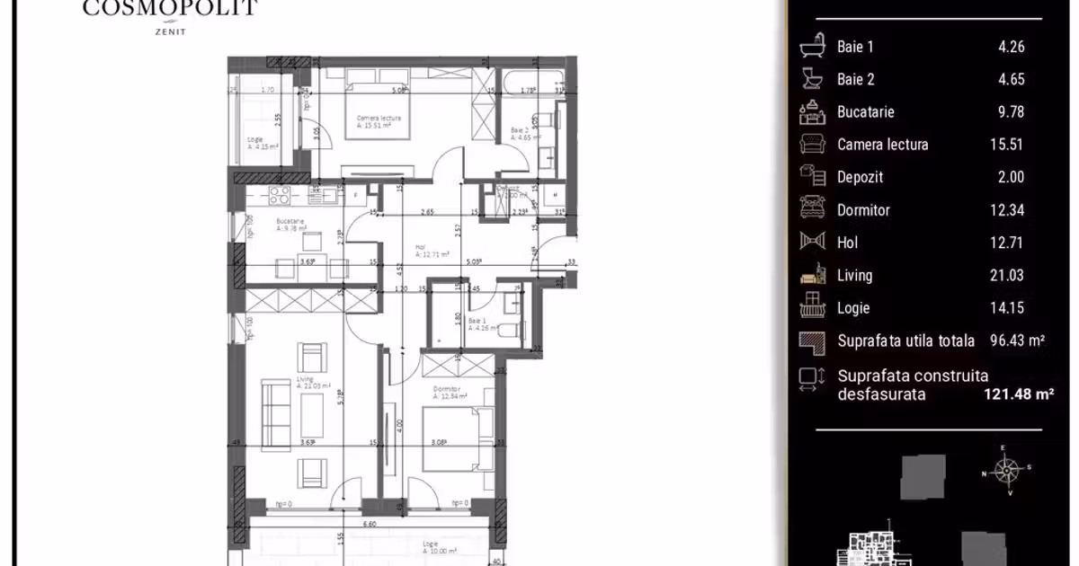 Apartament de vânzare cu 3 camere, mobilat în zona Răcădău, Brașov