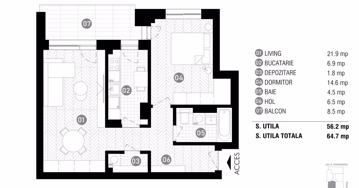 Apartament de vânzare cu 2 camere în zona Aviației, Sector 1