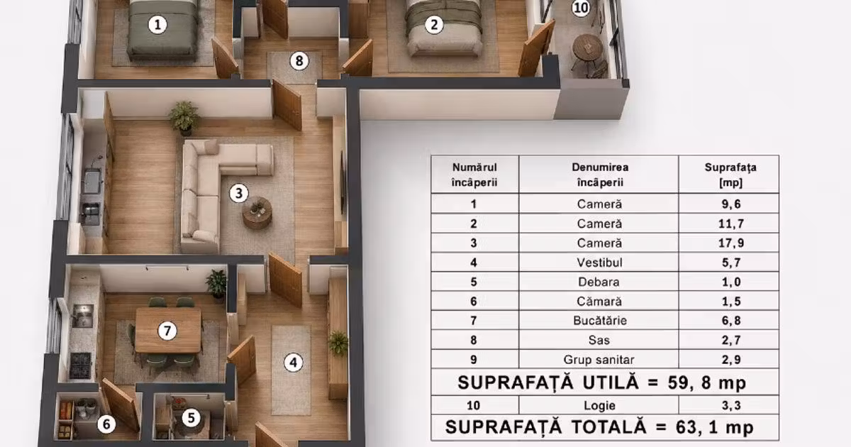 Apartament de vânzare cu 3 camere în zona Drumul Taberei, Sector 6