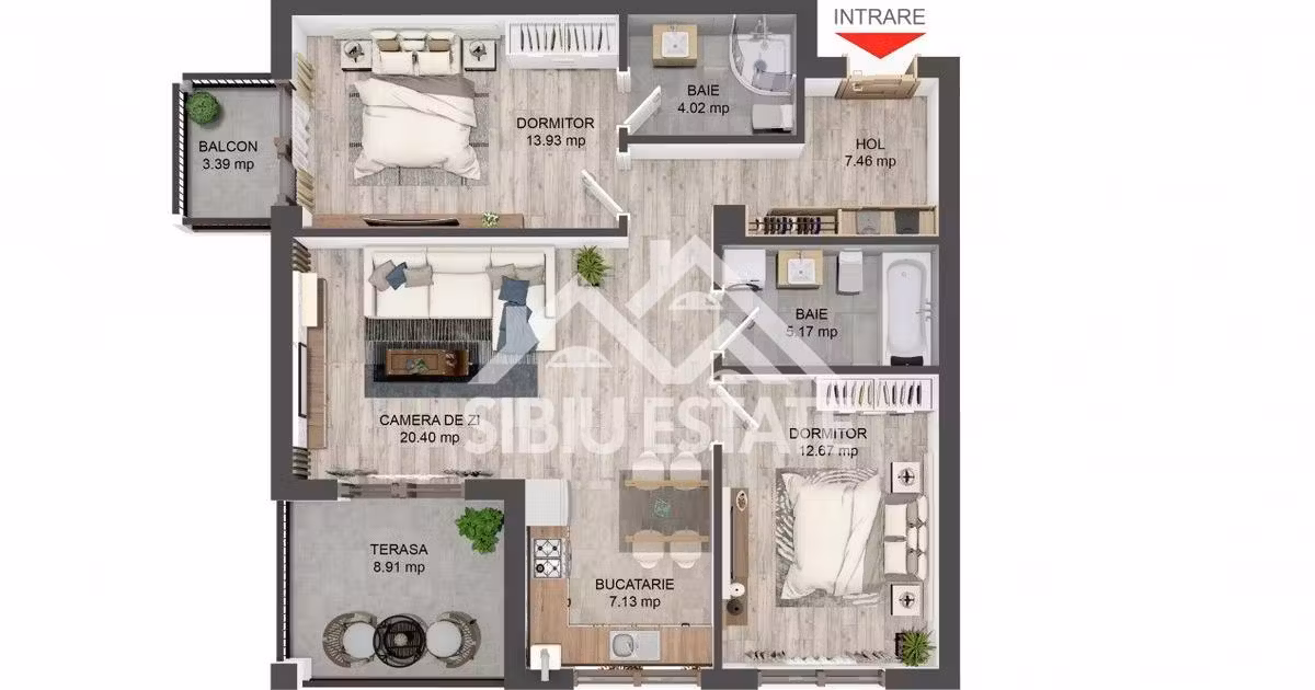 Apartament de vânzare cu 3 camere în Șelimbăr