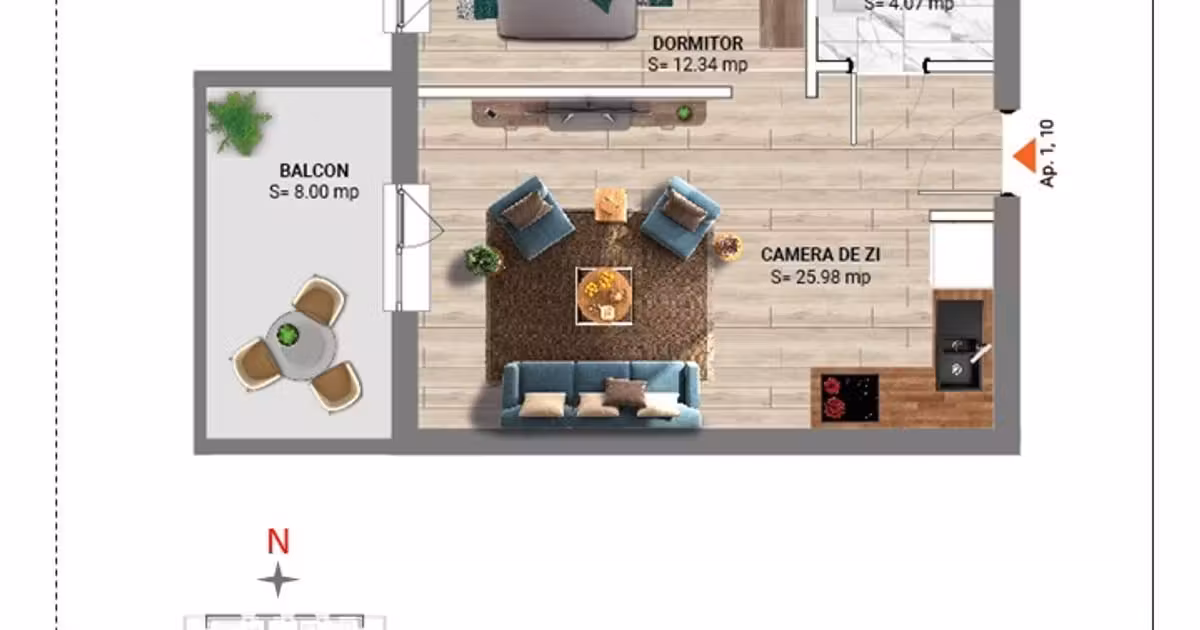 Apartament de vânzare cu 2 camere în zona Băneasa, Sector 1