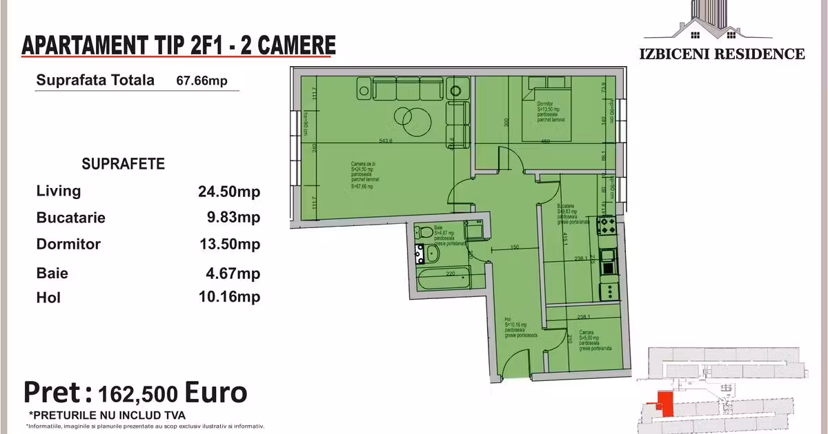 Apartament de vânzare cu 2 camere în zona Bucureștii Noi, Sector 1
