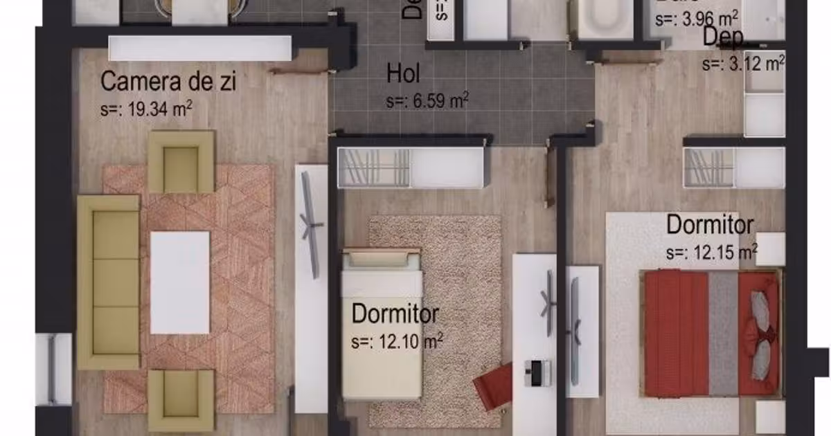 Apartament de vânzare cu 3 camere în zona Tractorul, Brașov