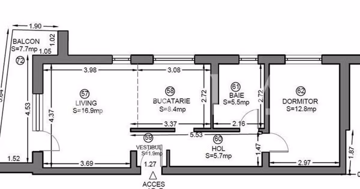 Apartament de vânzare cu 2 camere, mobilat în Dumbrăvița
