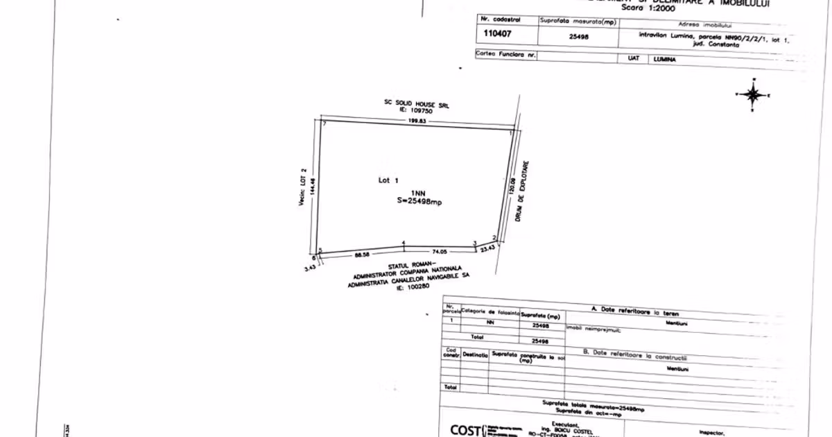 Teren Construcții intravilan de vânzare de 25498 mp, în Lumina