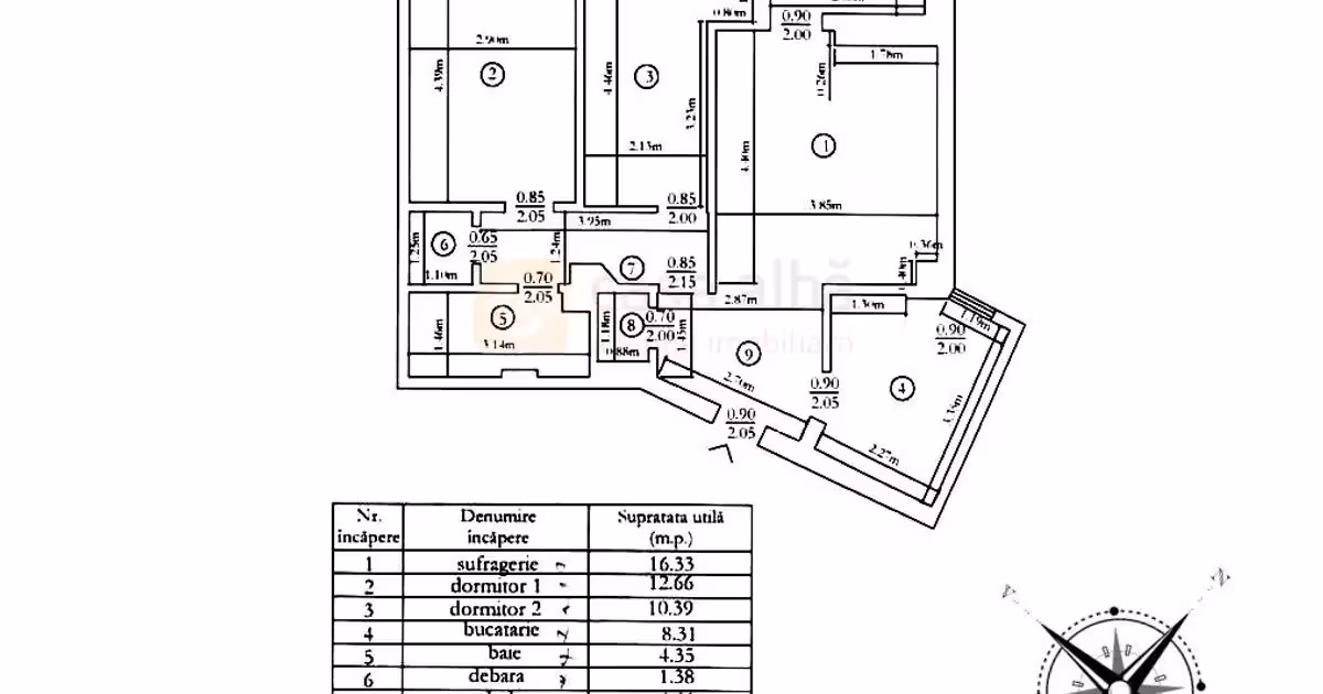 Apartament de vânzare cu 3 camere în zona Alexandru cel Bun, Iași