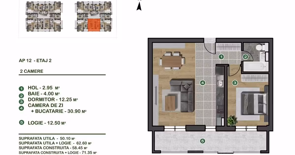 Apartament de vânzare cu 2 camere în zona Păcii, Sector 6
