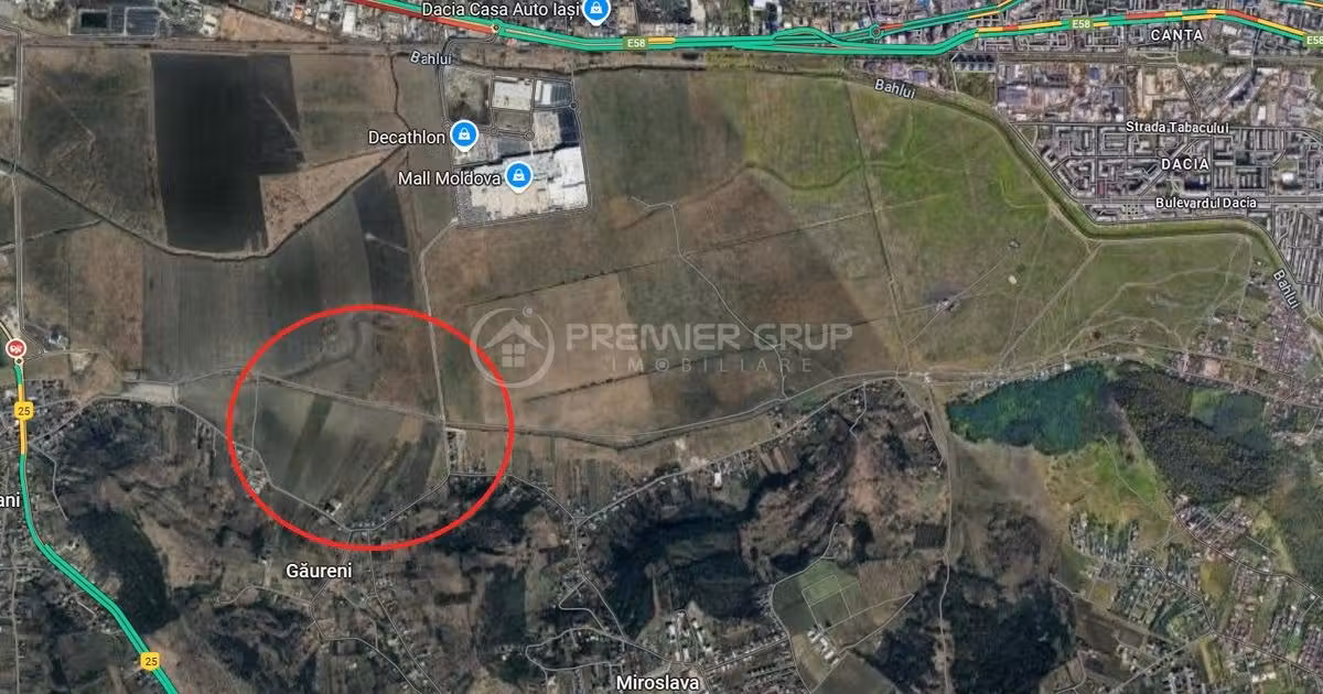 Teren Construcții intravilan de vânzare de 17500 mp, în zona Miroslava, Iași