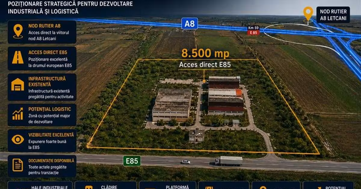 Teren intravilan de vânzare de 8500 mp, în zona Exterior Vest, Iași