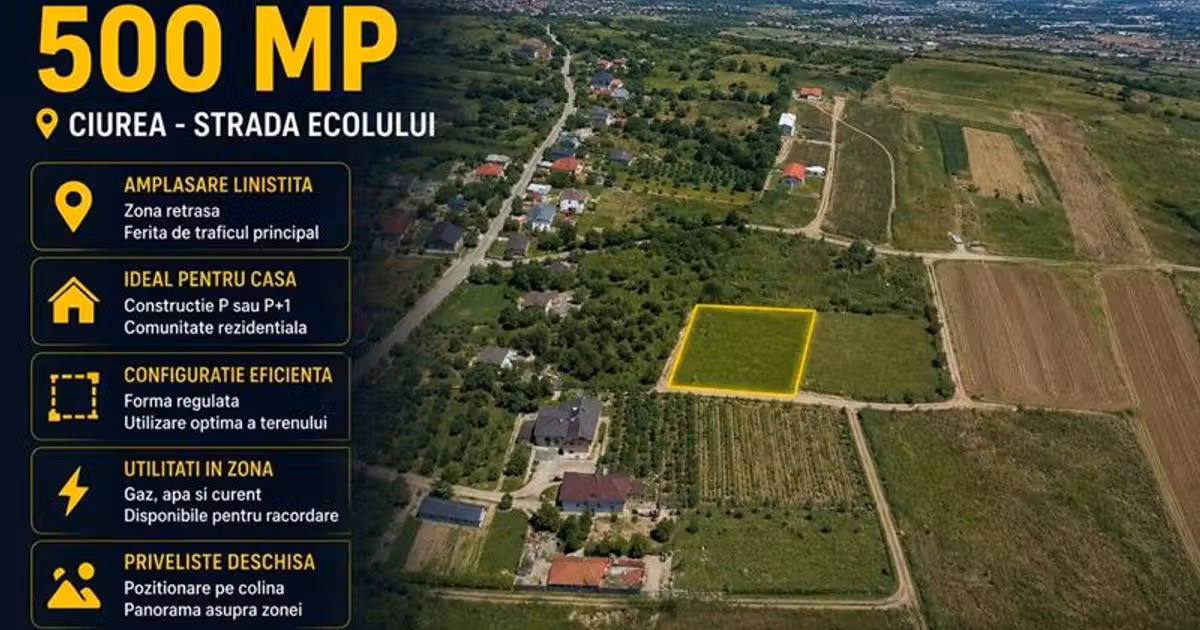 Teren Construcții intravilan de vânzare de 481 mp, în zona Lunca Cetățuii, Iași
