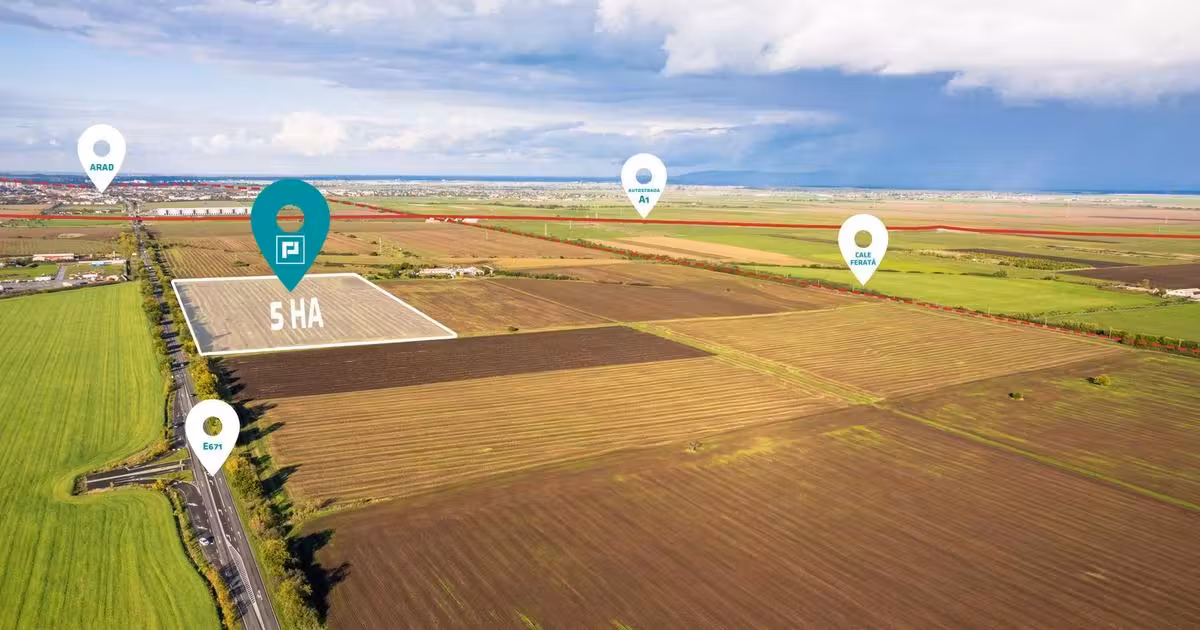 Teren agricol extravilan de vânzare de 50000 mp, în zona Sud, Arad