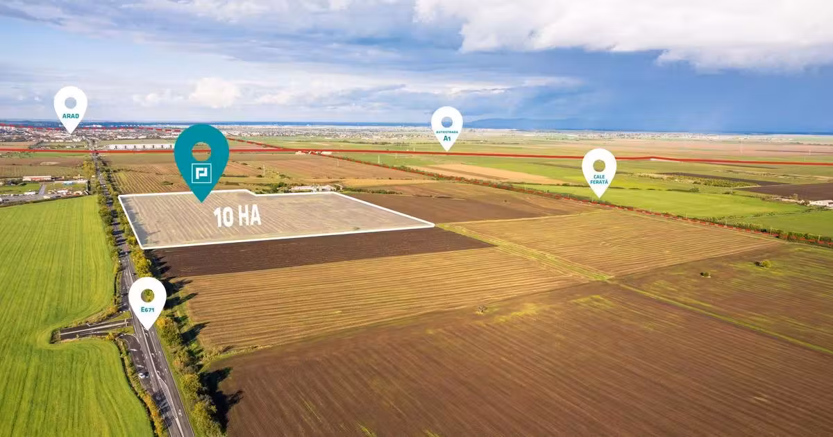 Teren agricol extravilan de vânzare de 100000 mp, în zona Sud, Arad