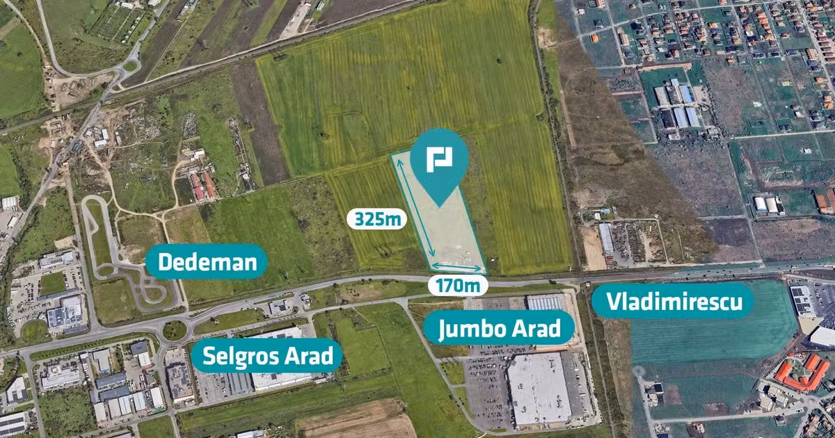 Teren agricol extravilan de vânzare de 55340 mp, în zona Micălaca, Arad