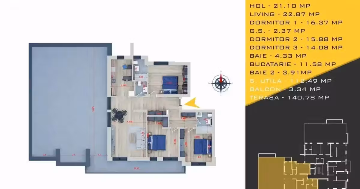 Apartament de vânzare cu 4 camere în zona Titan, Sector 3