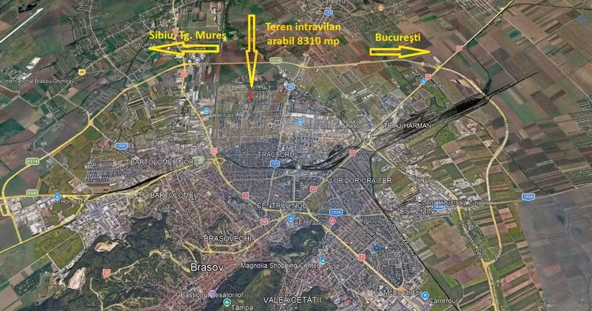 Teren Construcții intravilan de vânzare de 8310 mp, în zona Tractorul, Brașov