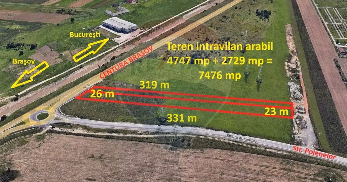 Teren agricol intravilan de vânzare de 4747 mp, în zona Centură, Brașov