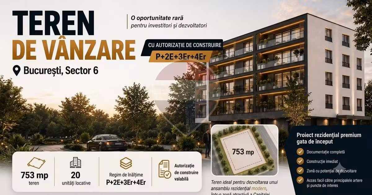 Teren Construcții intravilan de vânzare de 753 mp, în București