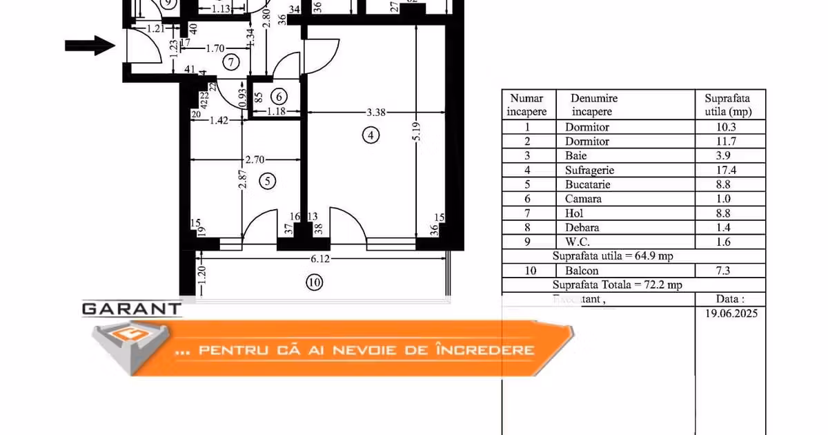 Apartament de vânzare cu 3 camere în zona Găvana 3, Pitești