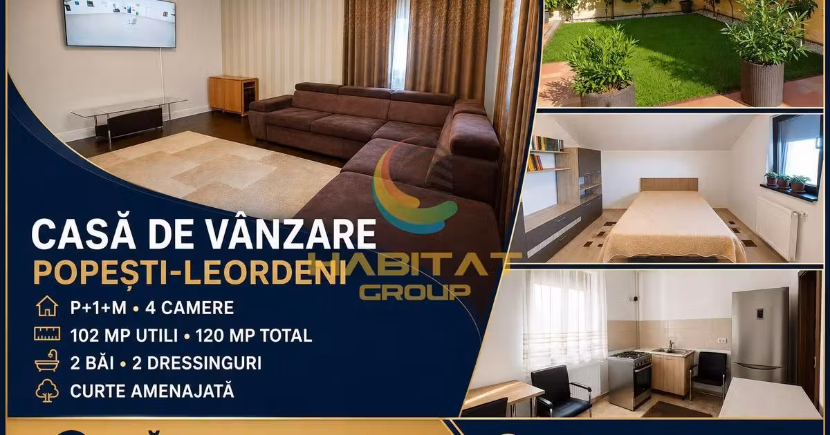 Duplex de vânzare cu 4 camere în Popești-Leordeni